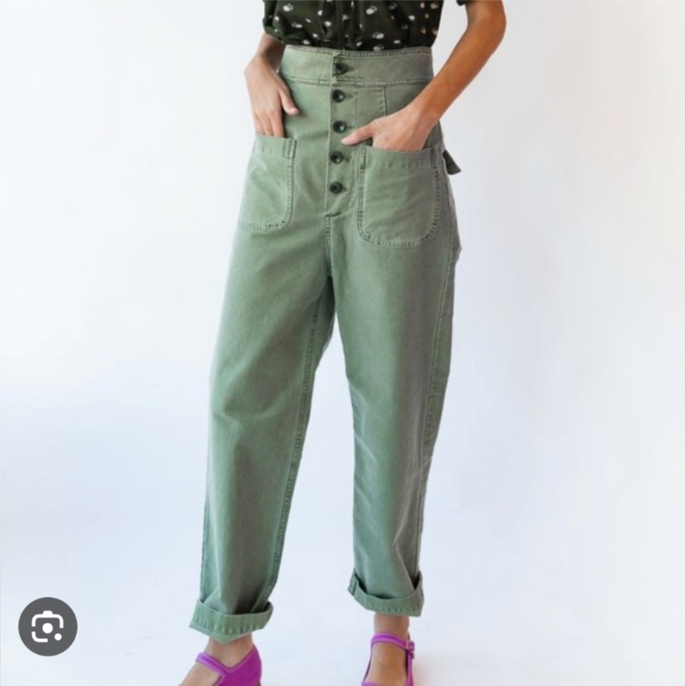 Caron Callahan Green High-Waisted Pants